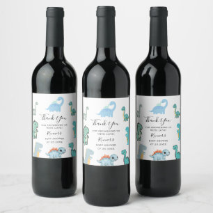Étiquette Pour Bouteilles De Vin Petite Fête de Bébé Dinosaure Mignon