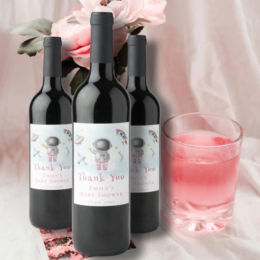 Étiquette Pour Bouteilles De Vin Petite fille spatiale Astronaut roquette étoiles B