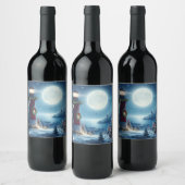 Étiquette Pour Bouteilles De Vin Phare de Noël nautique (Bouteilles)