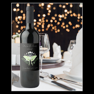 Étiquette Pour Bouteilles De Vin Phases de lune de la lune papillon