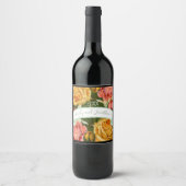 Étiquette Pour Bouteilles De Vin Phoque Mariage rose vert et jaune à fleurs Rose (Devant)