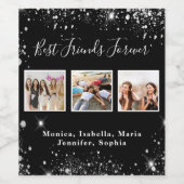Étiquette Pour Bouteilles De Vin Photo amis pour toujours noir argent parties scint (Étiquettes simples)