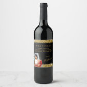 Étiquette Pour Bouteilles De Vin Photo Anniversaire Parties scintillant Black Gold  (Devant)