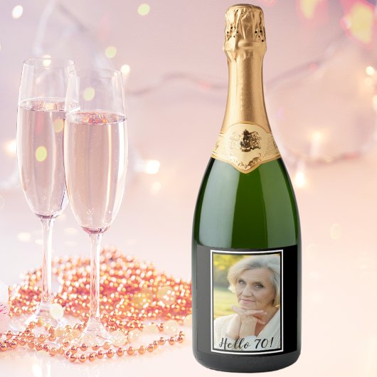 Étiquette Pour Bouteilles De Vin photo de 70e anniversaire femme blanche noire