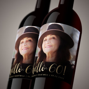 Étiquette Pour Bouteilles De Vin Photo de fête d'anniversaire 60 Soixantième annive
