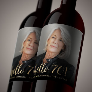 Étiquette Pour Bouteilles De Vin Photo de fête d'anniversaire 70 Soixante-dixième a