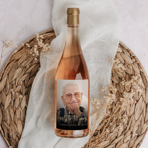 Étiquette Pour Bouteilles De Vin Photo de fête d'anniversaire 90 ans Acclamations