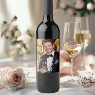 Étiquette Pour Bouteilles De Vin Photo de fête d'anniversaire à la santé