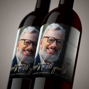 Étiquette Pour Bouteilles De Vin Photo de fête d'anniversaire des 70 ans Tchin-tchi