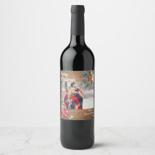 Étiquette Pour Bouteilles De Vin Photo de Noël florale Russe Woodland