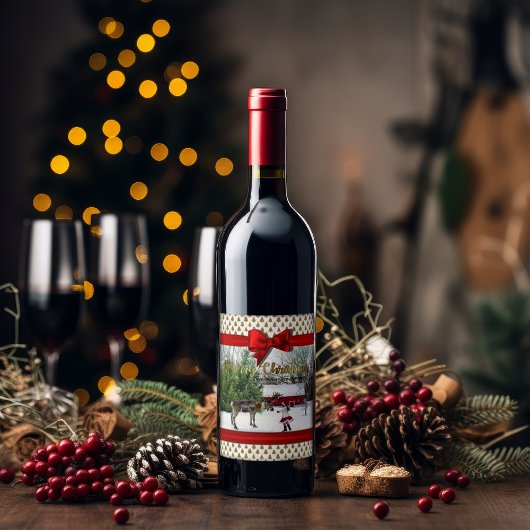 Étiquette Pour Bouteilles De Vin Photo de Noël Joie et Paix