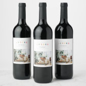 Étiquette Pour Bouteilles De Vin Photo de Noël simple et moderne | Joyeuses vacance (Bouteilles)