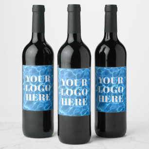 Étiquette Pour Bouteilles De Vin Photo de piscine Aqua Blue pour votre logo