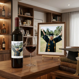 Étiquette Pour Bouteilles De Vin Photo de remise de diplôme moderne Vin personnalis