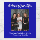 Étiquette Pour Bouteilles De Vin Photo des meilleurs amis bleu royal blanc script (Étiquettes simples)