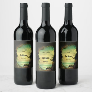 Étiquette Pour Bouteilles De Vin Photo d'une grotte surplombant l'Ocean Wine Making
