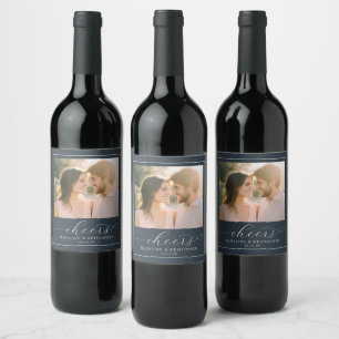 Étiquette Pour Bouteilles De Vin Photo élégant et romantique en bleu marine