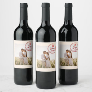 Étiquette Pour Bouteilles De Vin Photo en couple logo timbre pour mariage chinois