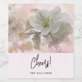 Étiquette Pour Bouteilles De Vin Photo en fleurs de pomme blanche (Étiquettes simples)