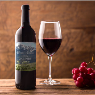 Étiquette Pour Bouteilles De Vin Photo Fleur sauvage de montagne personnalisée