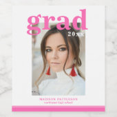 Étiquette Pour Bouteilles De Vin Photo Graduation Party Élégant vin de script moder (Étiquettes simples)