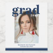 Étiquette Pour Bouteilles De Vin Photo Graduation Party Élégant vin de script moder (Étiquettes simples)