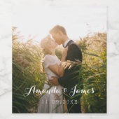 Étiquette Pour Bouteilles De Vin Photo Mariage de script simple (Étiquettes simples)