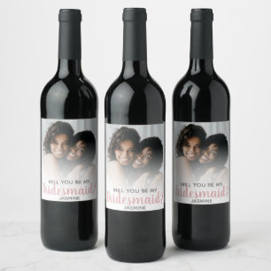 Étiquette Pour Bouteilles De Vin Photo Minimaliste Moderne Seras-Tu Ma Demoiselle