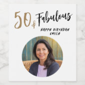 Étiquette Pour Bouteilles De Vin Photo moderne 50 et fabuleuse 50e anniversaire (Étiquettes simples)