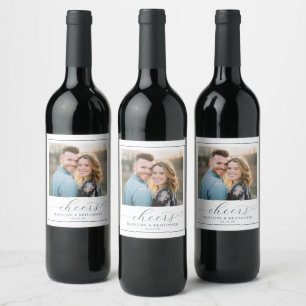 Étiquette Pour Bouteilles De Vin Photo Moderne Bleu Joyeux
