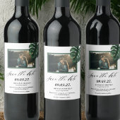 Étiquette Pour Bouteilles De Vin Photo Monstera Feuille de palme tropicale Enregist