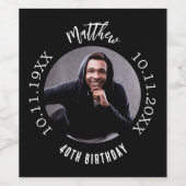 Étiquette Pour Bouteilles De Vin Photo noir blanc anniversaire (Étiquettes simples)