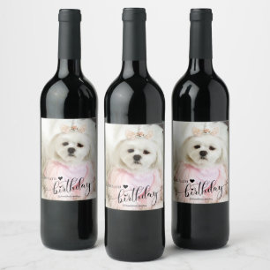 Étiquette Pour Bouteilles De Vin Photo personnalisée Chien animal de compagnie Typo