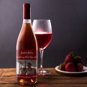 Étiquette Pour Bouteilles De Vin Photo personnalisée de la canneberge Décontractée