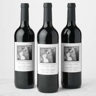 Étiquette Pour Bouteilles De Vin Photo personnalisée Étiquette de vin noir