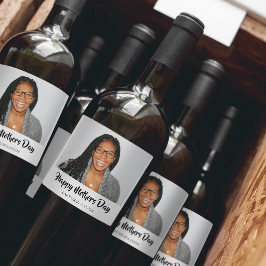 Étiquette Pour Bouteilles De Vin Photo tendance Joyeuse Fête des mères