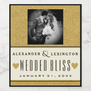 Étiquette Pour Bouteilles De Vin Photographie Elegant Gold Parties scintillant et B