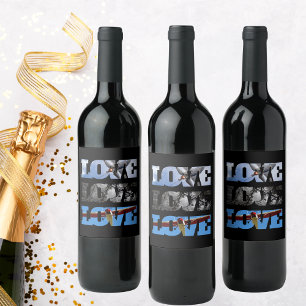 Étiquette Pour Bouteilles De Vin Photos d'avion dans un cadre LOVE, Étiquette de vi