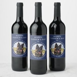 Étiquette Pour Bouteilles De Vin Photos de Chien Papa le plus pawsome Bleu