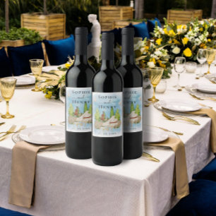 Étiquette Pour Bouteilles De Vin Piano élégant Violon tourterelles Mariage Luxe