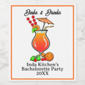 Étiquette Pour Bouteilles De Vin Pickleball Bachelorette Mariage Dinks & Boissons (Étiquettes simples)