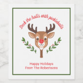 Étiquette Pour Bouteilles De Vin Pickleball Cute Reinder personnalisé (Étiquettes simples)