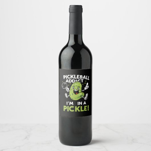 Étiquette Pour Bouteilles De Vin Pickleball drôle (Devant)