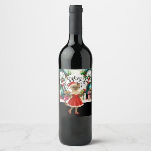 Étiquette Pour Bouteilles De Vin Pickleball thème de Noël pour les Amoureux de les  (Devant)