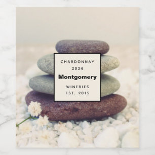 Étiquette Pour Bouteilles De Vin Pierres empilées Méditative Caire vinification
