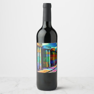 Étiquette Pour Bouteilles De Vin Pierres psychédéliques