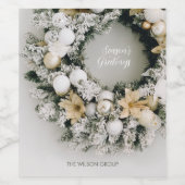 Étiquette Pour Bouteilles De Vin Pin neigeux - couronne de Noël (Étiquettes simples)