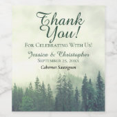 Étiquette Pour Bouteilles De Vin Pin vert rustique Mariage Merci (Étiquettes simples)