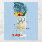 Étiquette Pour Bouteilles De Vin Pina Colada Cherry Cocktail 50e fête d'anniversair (Étiquettes simples)