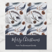 Étiquette Pour Bouteilles De Vin Pine Cones et aiguilles de pin Noël Motif (Étiquettes simples)